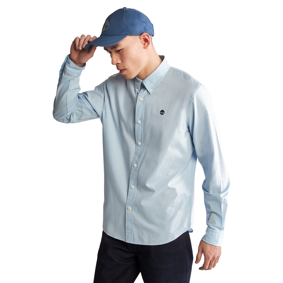 SACO RIVER Solid Poplin Long Sleeve Shirt SKYWAY