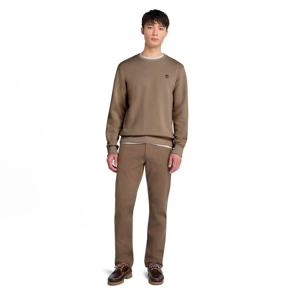 Oyster River Chest Logo Brushback Crew Neck Chocolate Chip