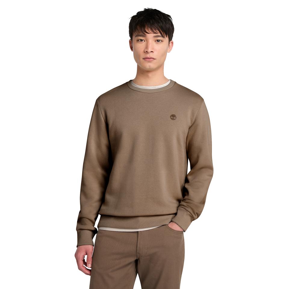 Oyster River Chest Logo Brushback Crew Neck Chocolate Chip