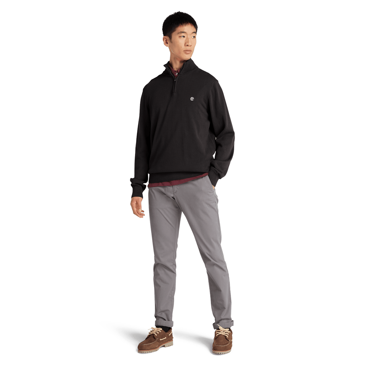 Williams River Cotton Yd 1/4 Zip Sweater Black