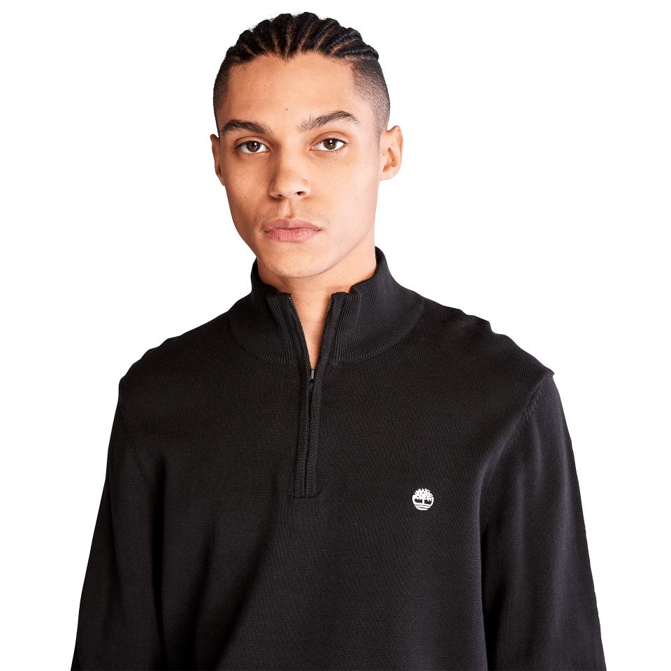 Williams River Cotton Yd 1/4 Zip Sweater Black