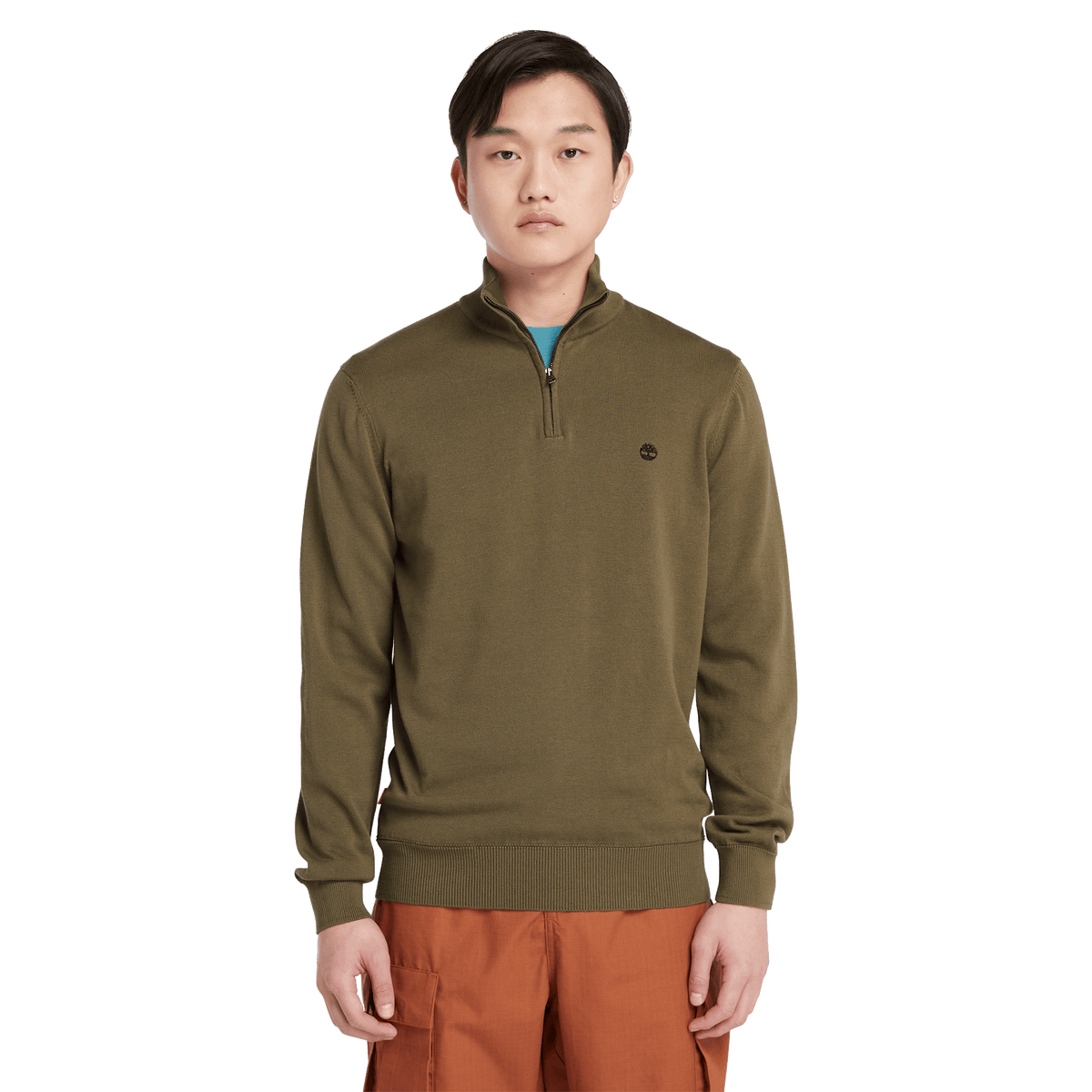 Williams River Cotton Yd 1/4 Zip Sweater Leaf Green