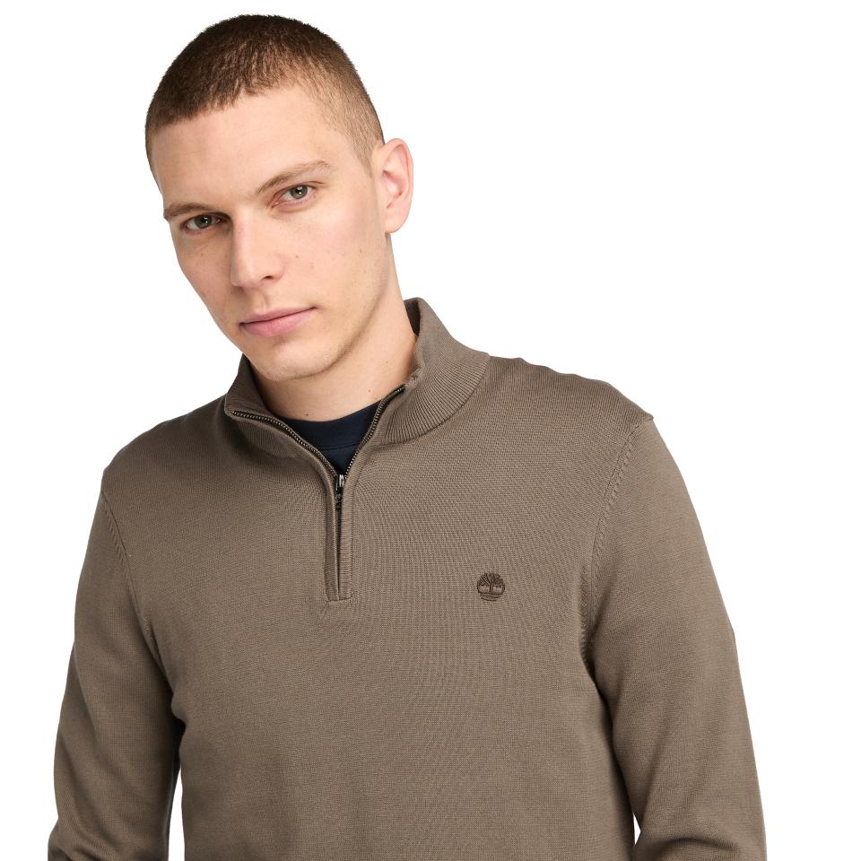 Williams River Cotton Yd 1/4 Zip Sweater Chocolate Chip