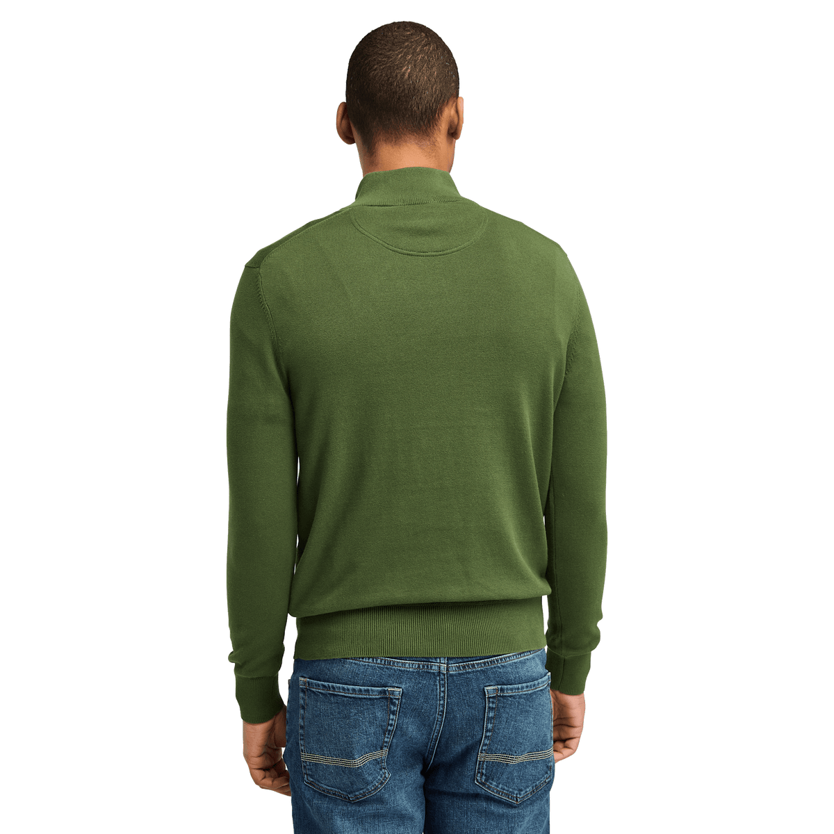 Williams River Cotton Yd 1/4 Zip Sweater Black Forest Green