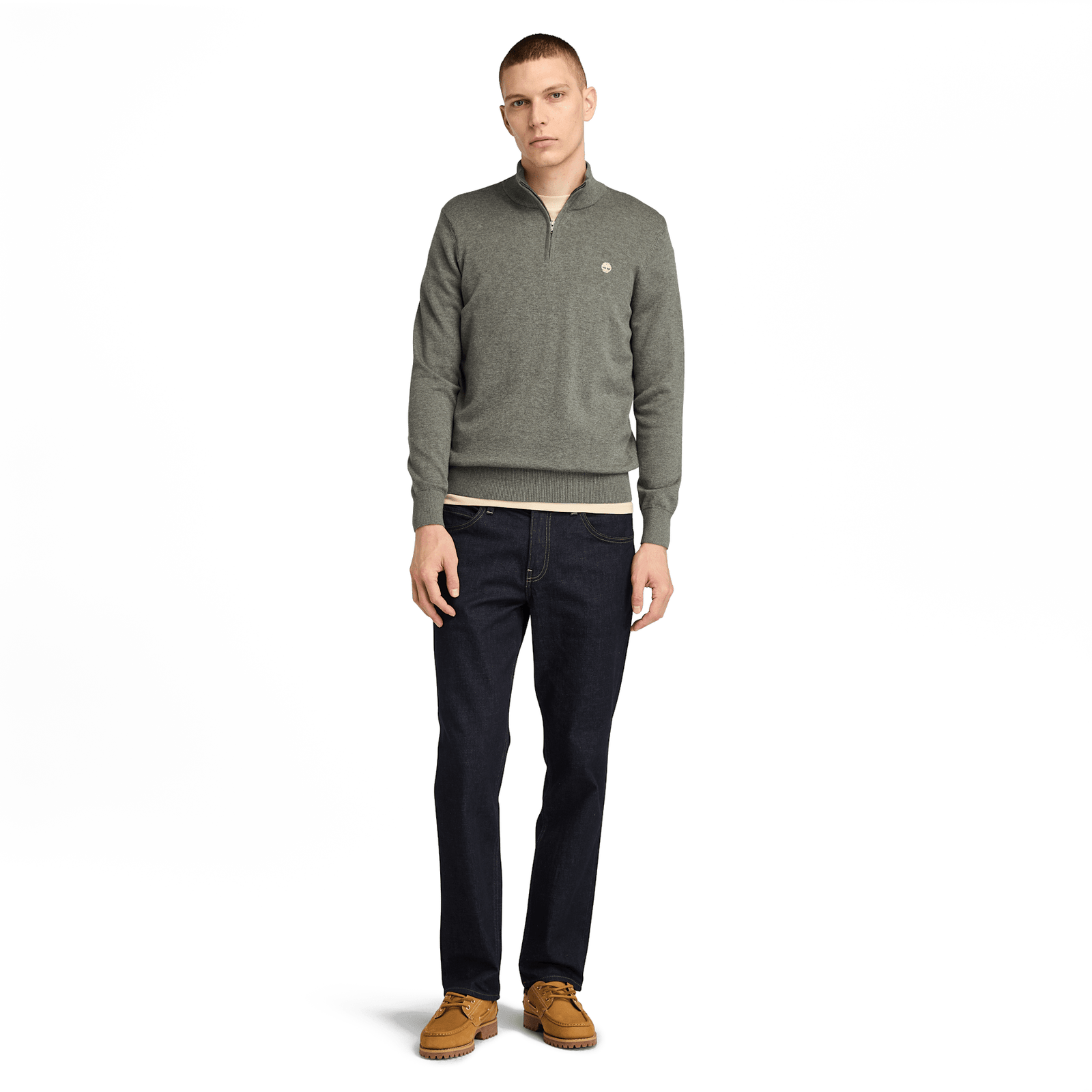 Williams River Cotton Yd 1/4 Zip Sweater Dark Grey Heather