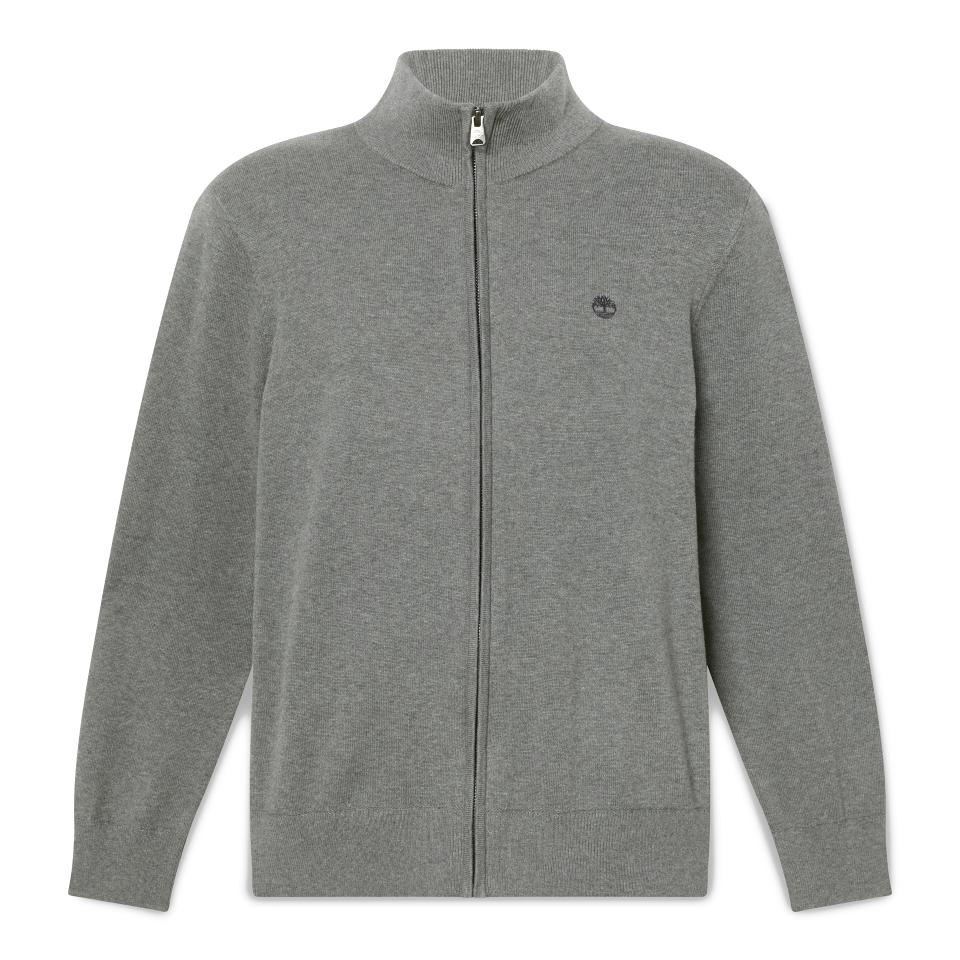 Williams River Cotton Yd Full Zip Sweater Dark Grey Ht-Obsidian