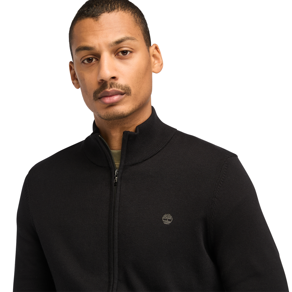 WILLIAMS RIVER Cotton YD Full Zip Sweater BLACK/PAVEMENT