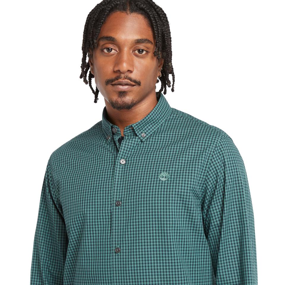 Micro Gingham Poplin Shirt Sea Pine Yd