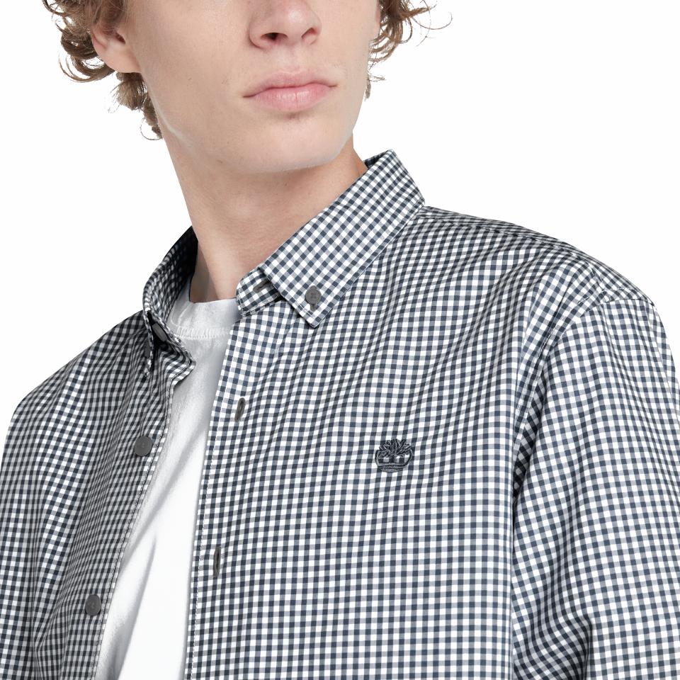 Micro Gingham Poplin Shirt Dark Denim Yd