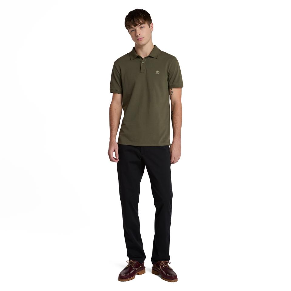 Oyster River Chest Logo Ss Polo (Slim) Leaf Green-Cassel Earth