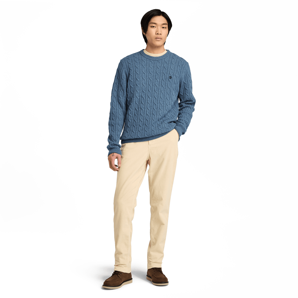 Phillips Brook Cable Crew Neck Sweater Folkstone Gray Heather