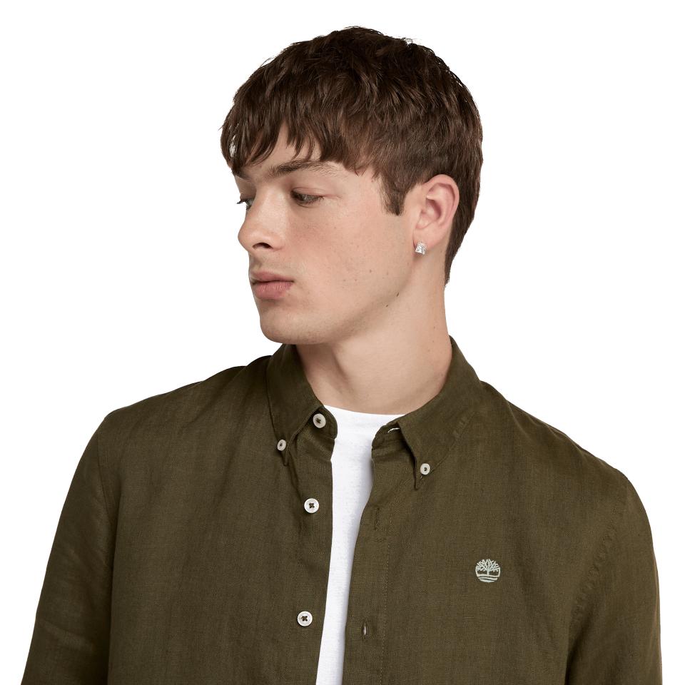 Mill Brook Linen Shirt Leaf Green