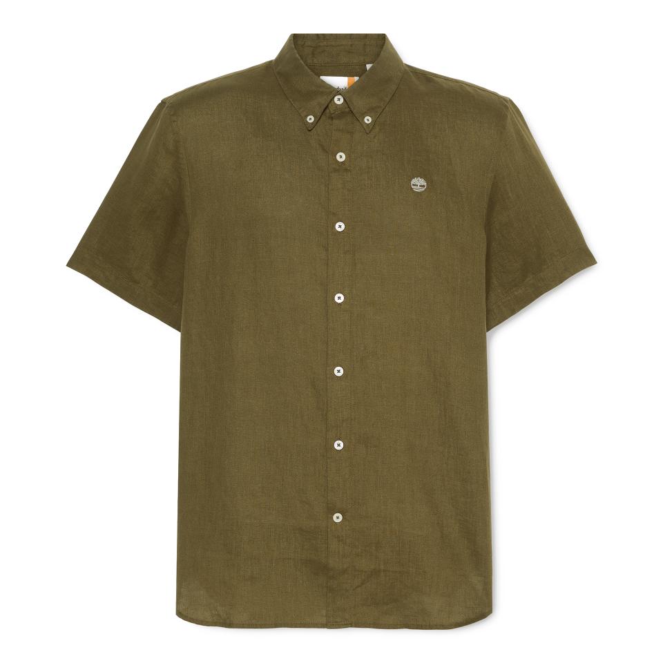 Mill Brook Linen Short Sleeve Shirt Leaf Green