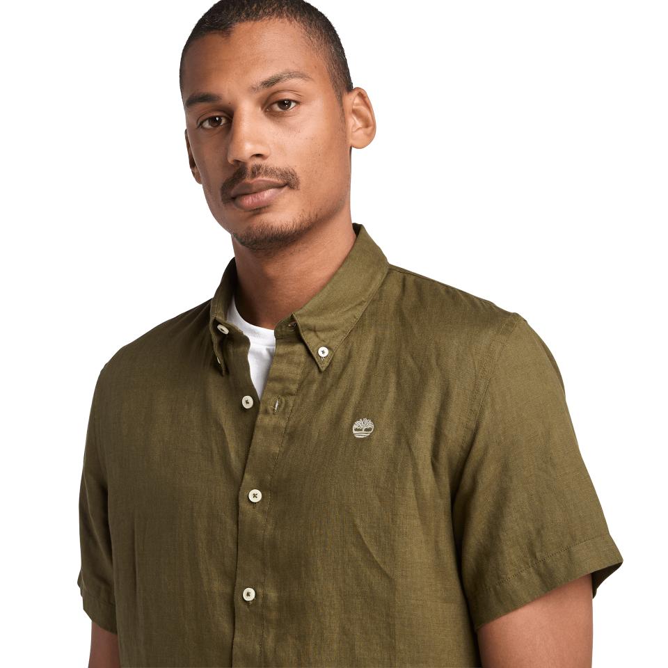 Mill Brook Linen Short Sleeve Shirt Leaf Green