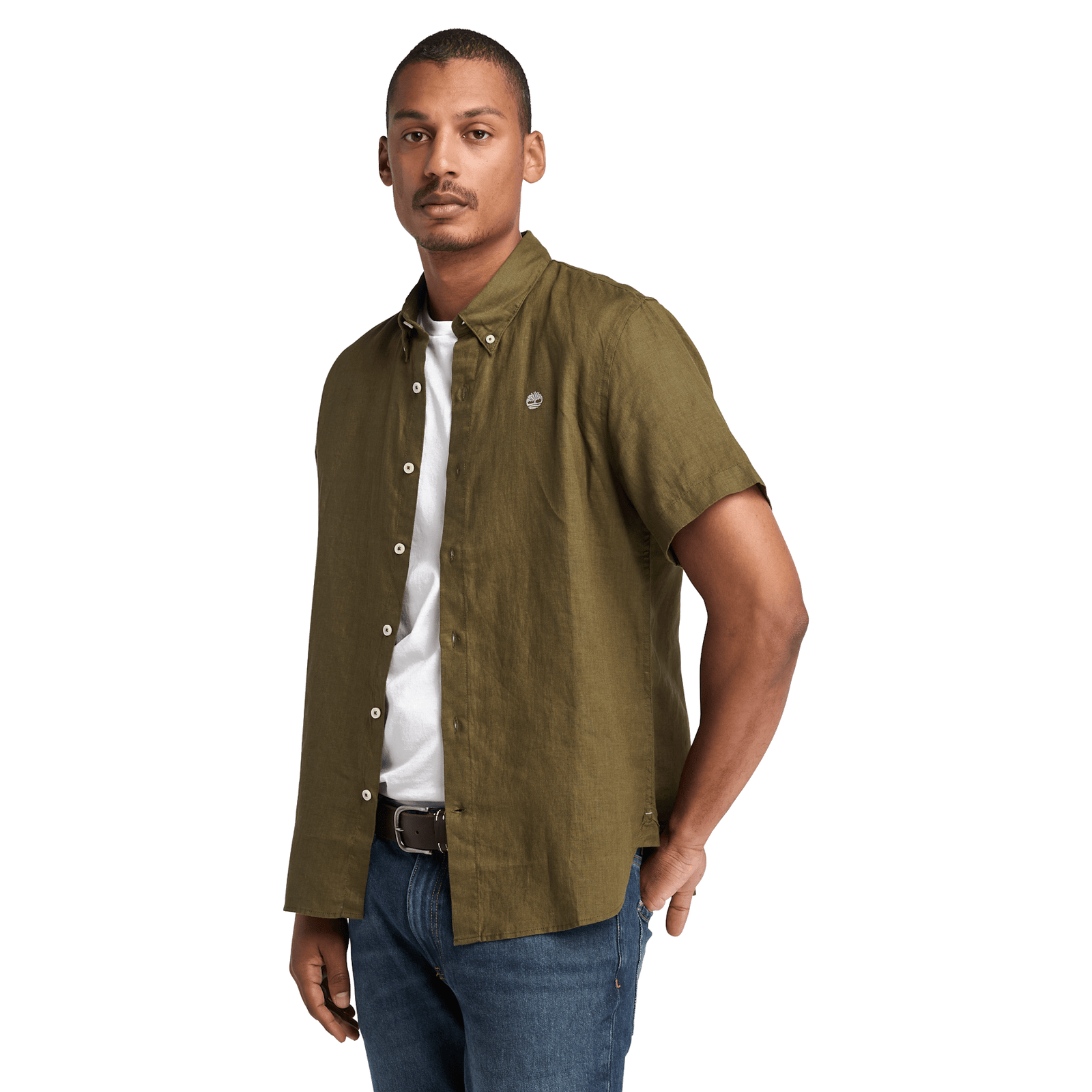 Mill Brook Linen Short Sleeve Shirt Leaf Green