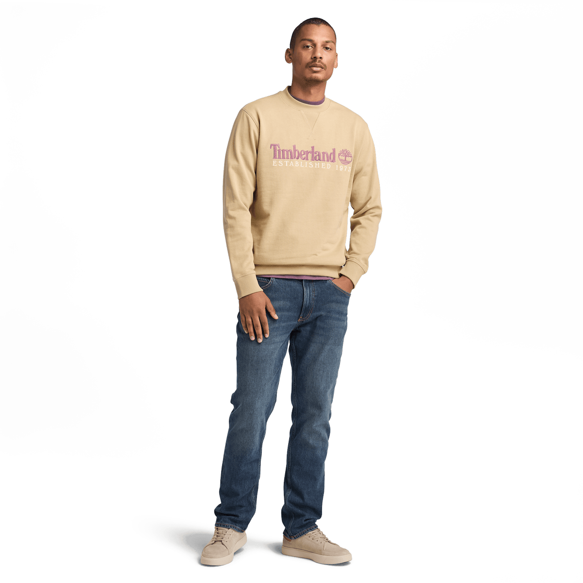 Established 1973 Embroidered Logo Crew Neck Sweatshirt Lemon Pepper