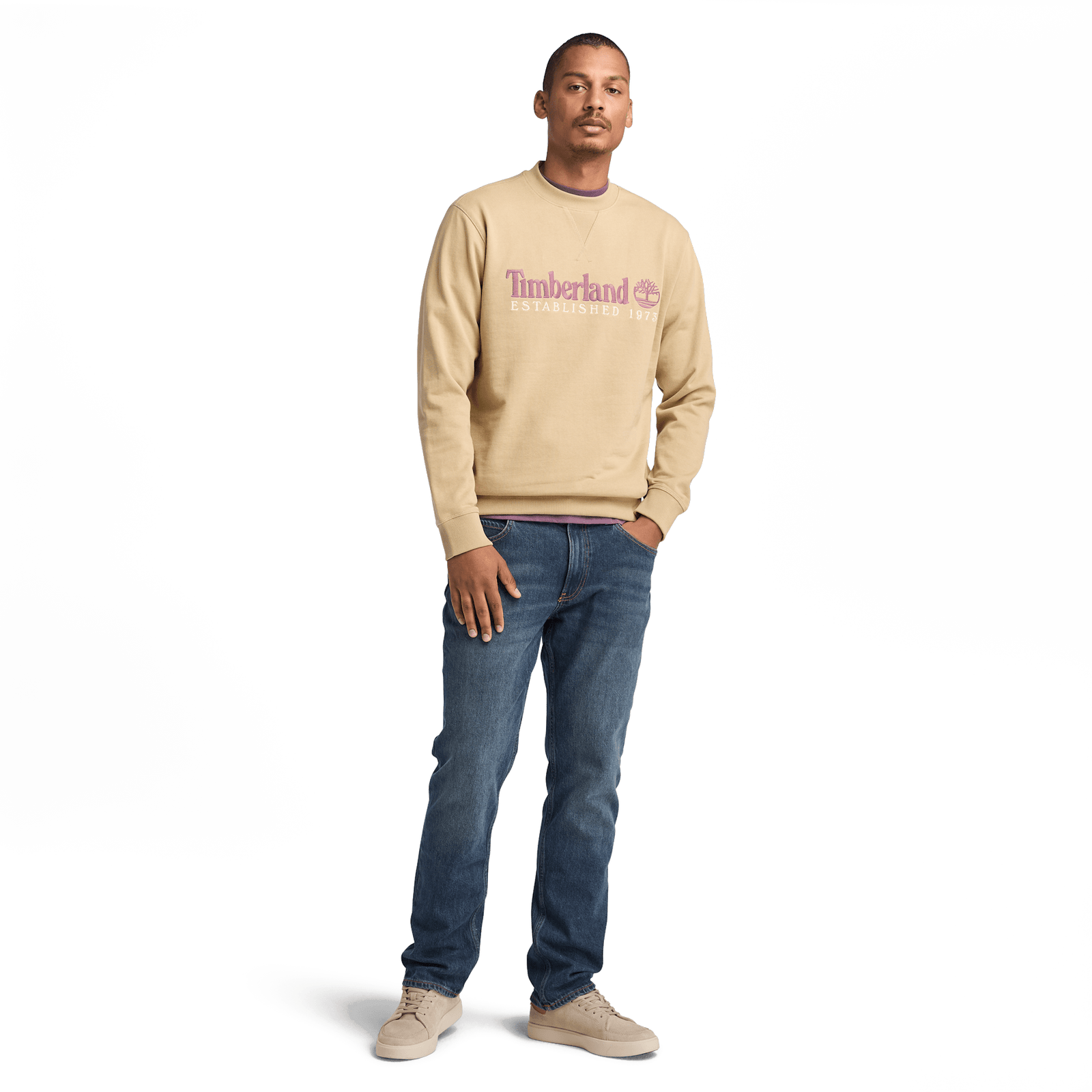 Established 1973 Embroidered Logo Crew Neck Sweatshirt Lemon Pepper