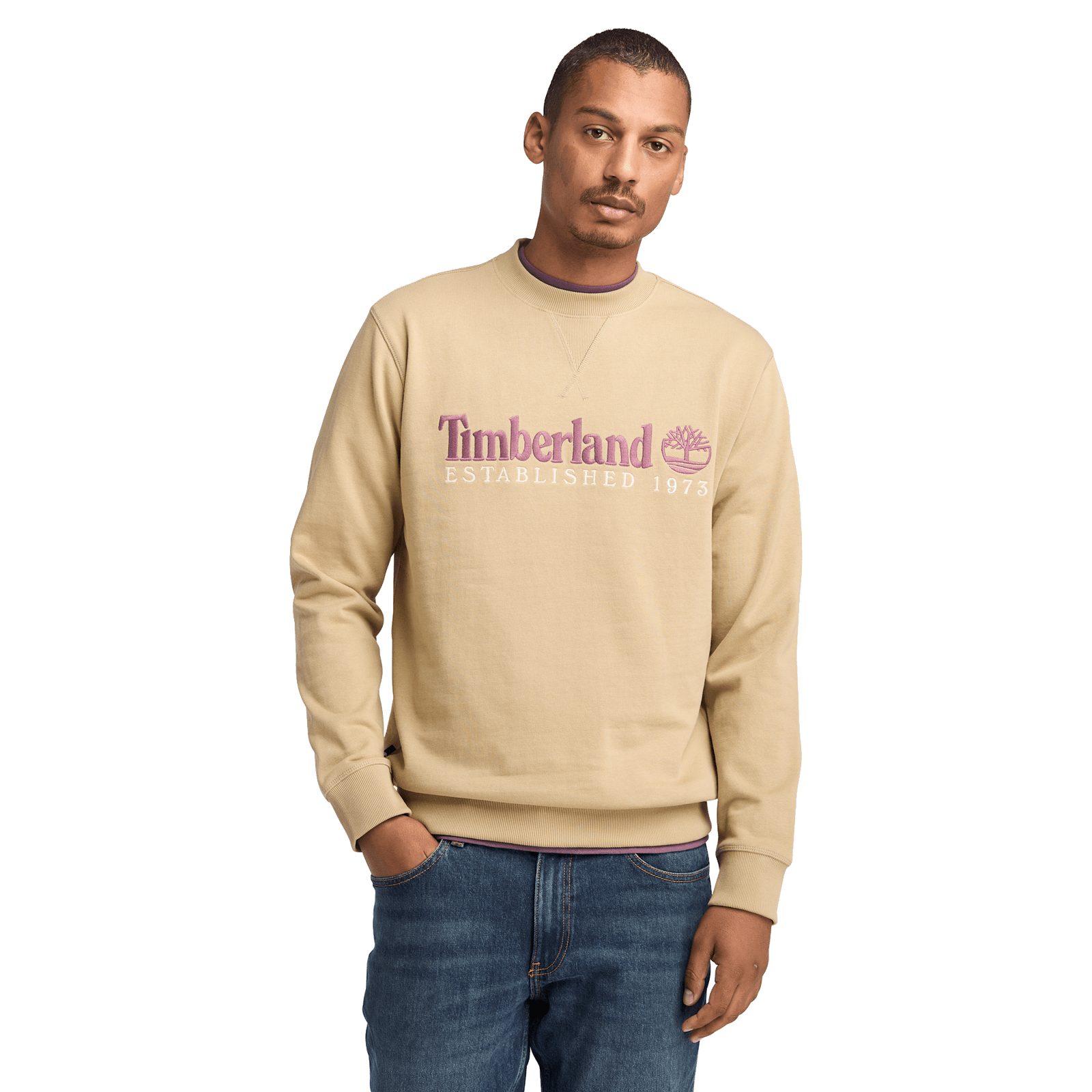 Established 1973 Embroidered Logo Crew Neck Sweatshirt Lemon Pepper