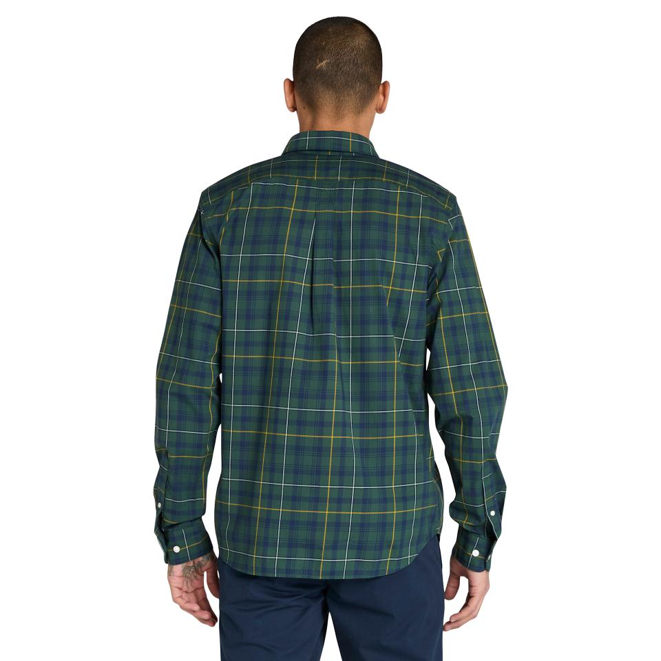 Stretch Poplin Check Shirt Green Gables Yd