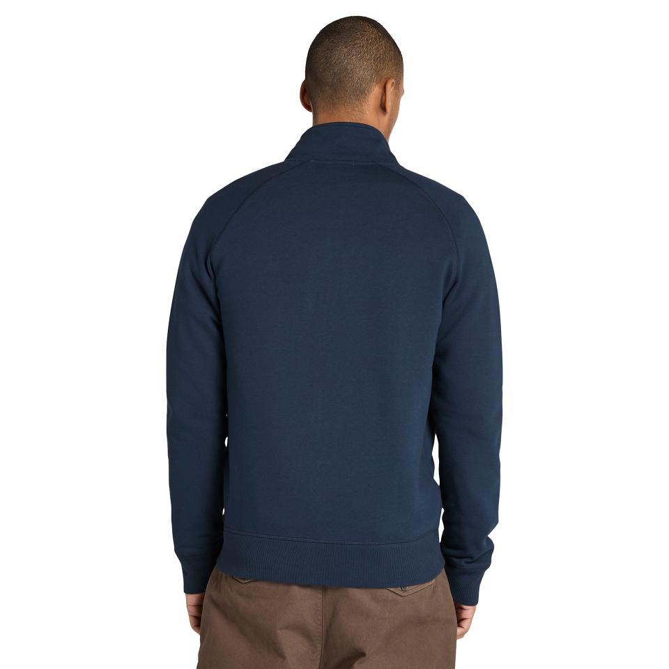 Exeter River Brushed Back Full Zip Funnel Neck Dark Sapphire