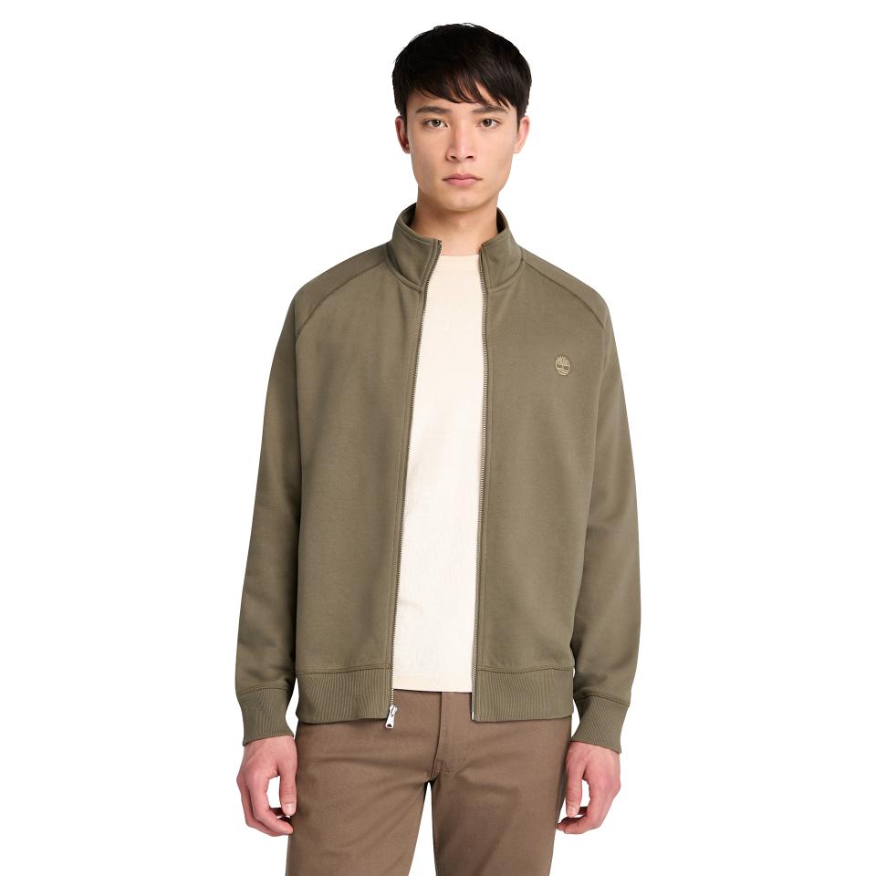 Exeter River Brushed Back Full Zip Funnel Neck Leaf Green