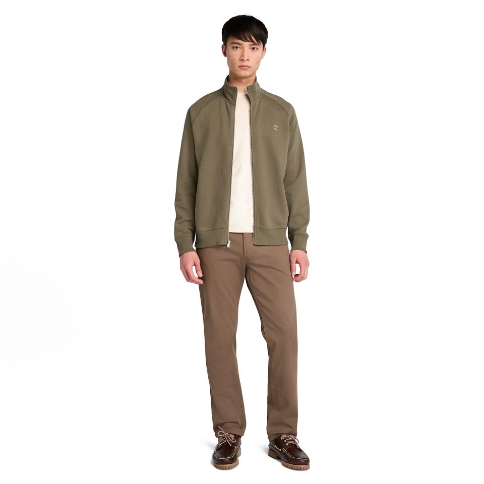 Exeter River Brushed Back Full Zip Funnel Neck Leaf Green