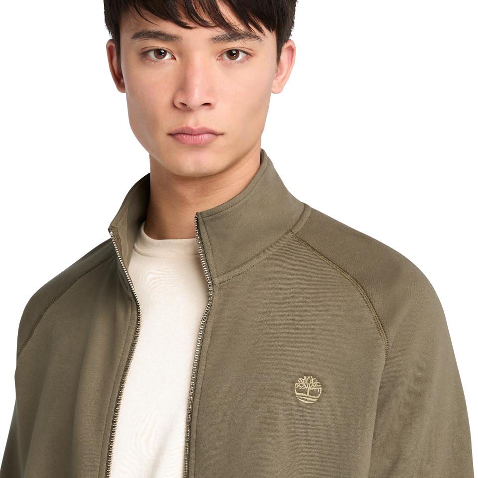 Exeter River Brushed Back Full Zip Funnel Neck Leaf Green