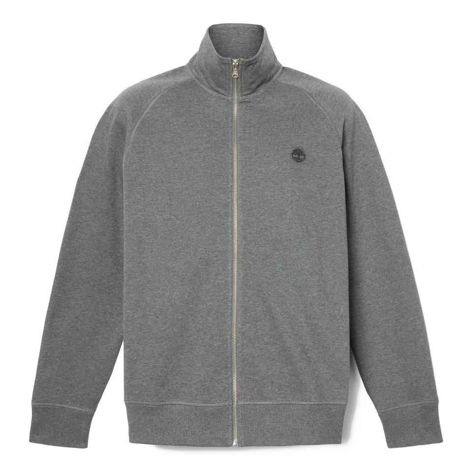 Exeter River Brushed Back Full Zip Funnel Neck Dark Grey Heather