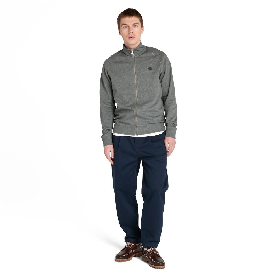 Exeter River Brushed Back Full Zip Funnel Neck Dark Grey Heather