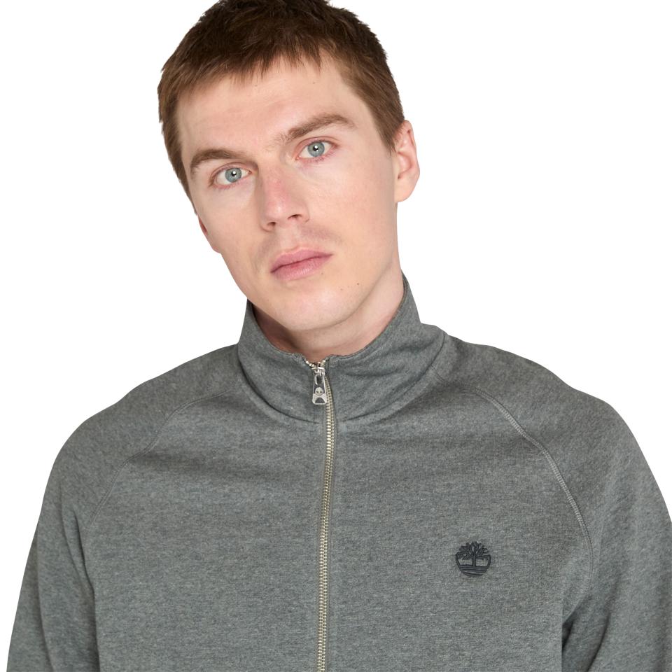 Exeter River Brushed Back Full Zip Funnel Neck Dark Grey Heather