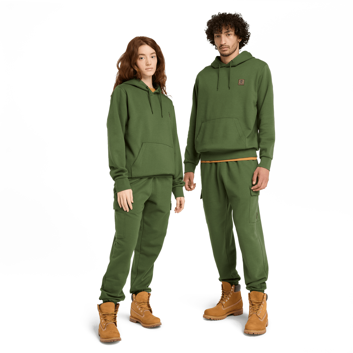 Woven Badge (Bb) Hoodie Black Forest Green