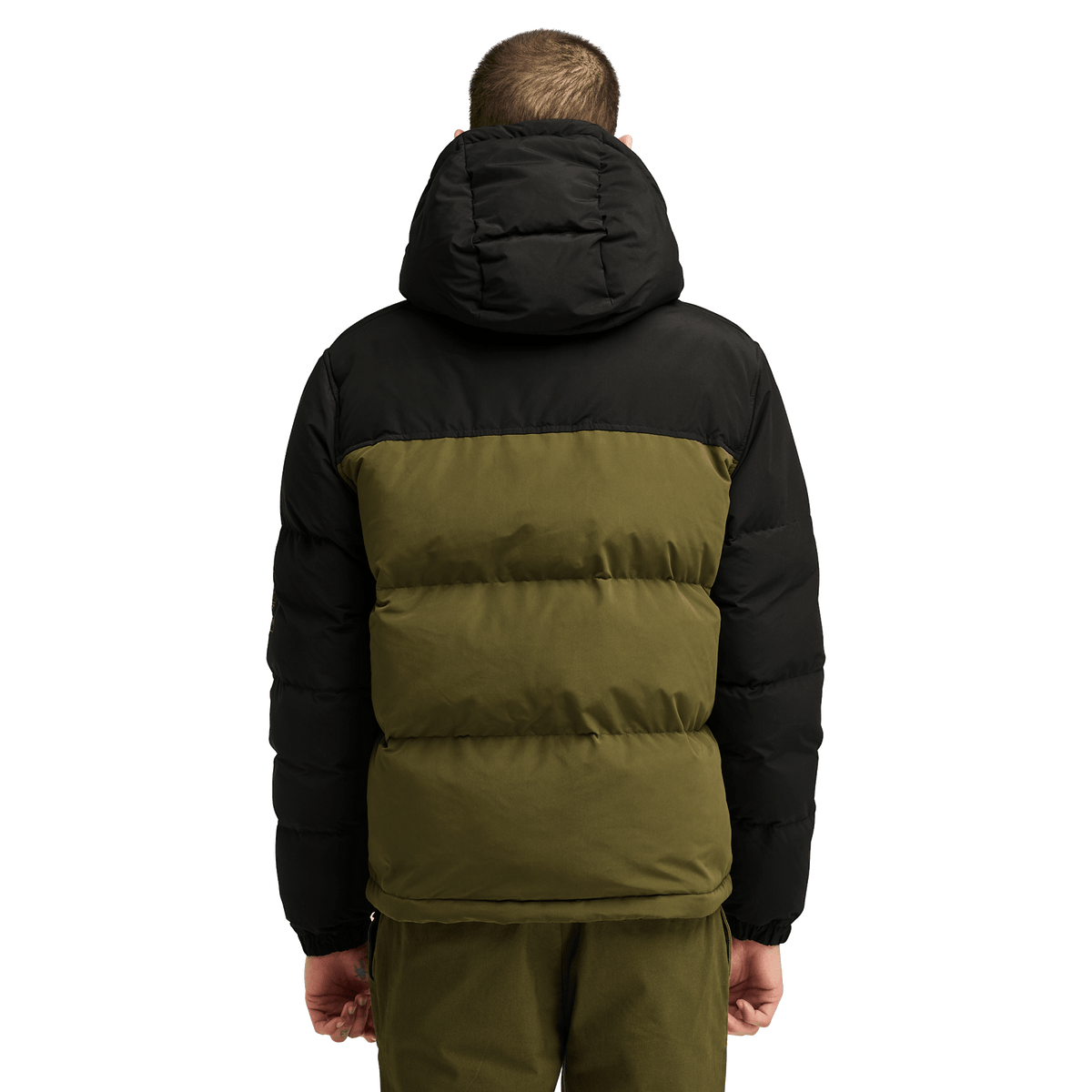 Puffer Hooded Jacket Dark Olive/Black