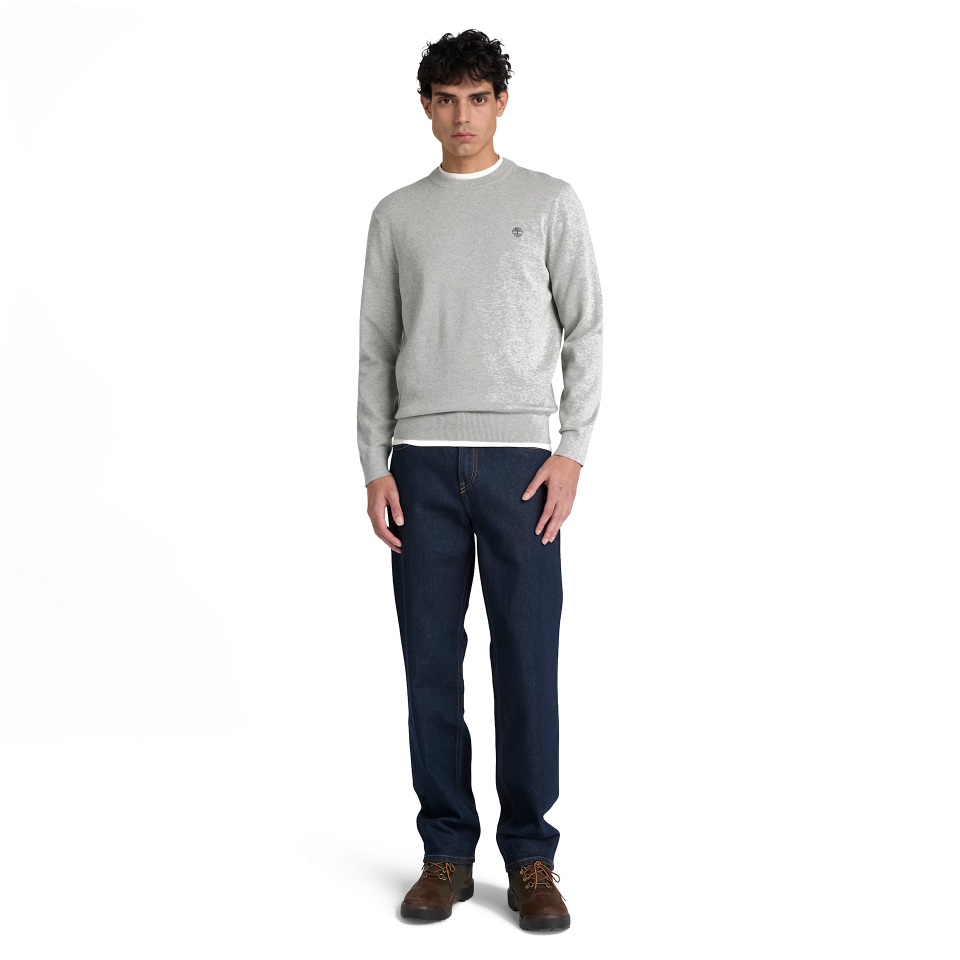 Oyster River Cotton Crewneck Sweater Medium Grey Heather