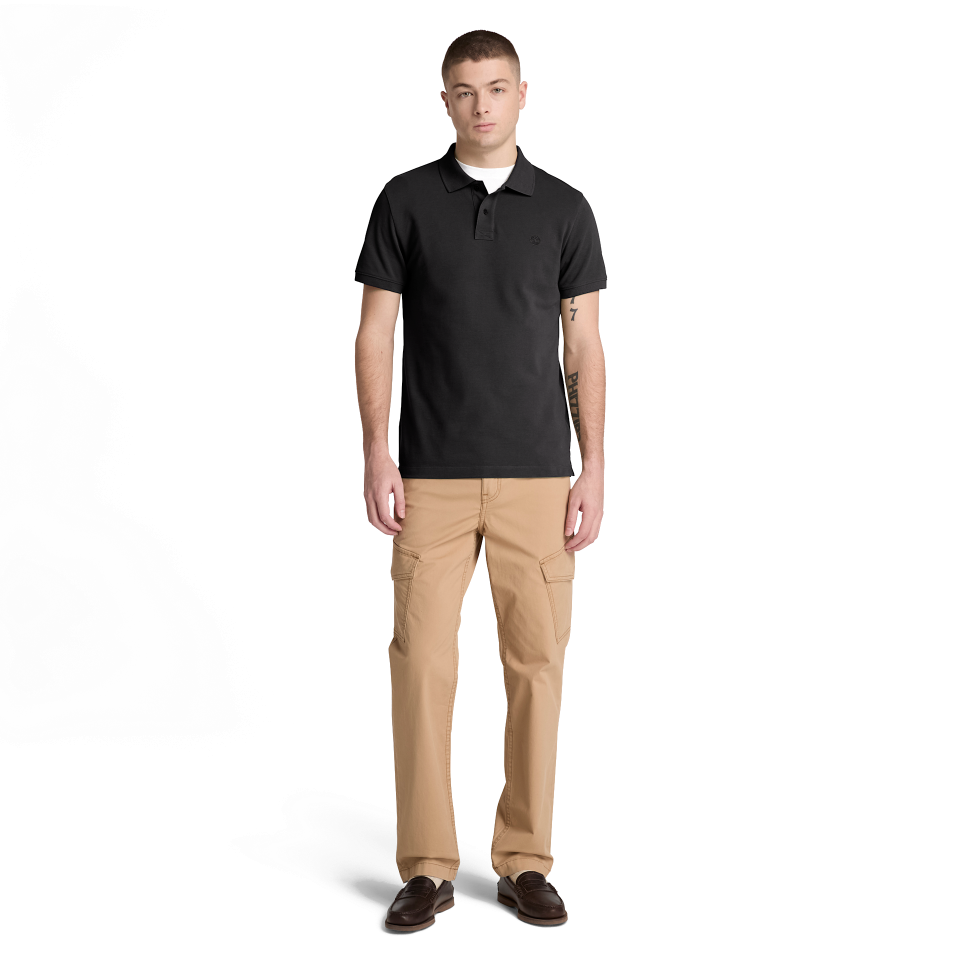 Oyster River Chest Logo Ss Polo (Slim) Black