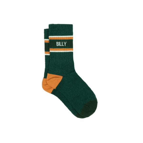 Chaussettes en coton peigné rétro - Vert, rayé orange et blanc