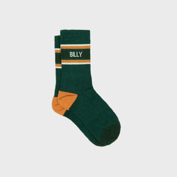 Chaussettes en coton peigné rétro - Vert, rayé orange et blanc