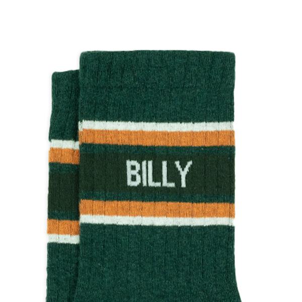 Chaussettes en coton peigné rétro - Vert, rayé orange et blanc