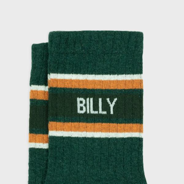 Chaussettes en coton peigné rétro - Vert, rayé orange et blanc