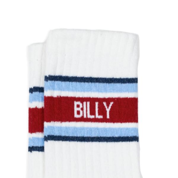 Chaussettes en coton peigné rétro - Blanc, rayé rouge et bleu