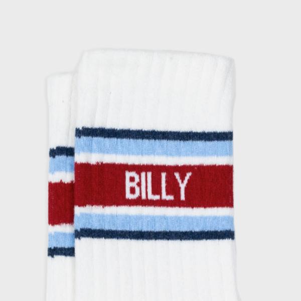 Chaussettes en coton peigné rétro - Blanc, rayé rouge et bleu