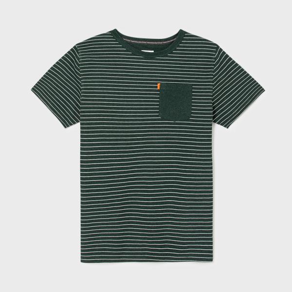 T-shirt en 100% coton bio Heavy - Rayé vert et blanc