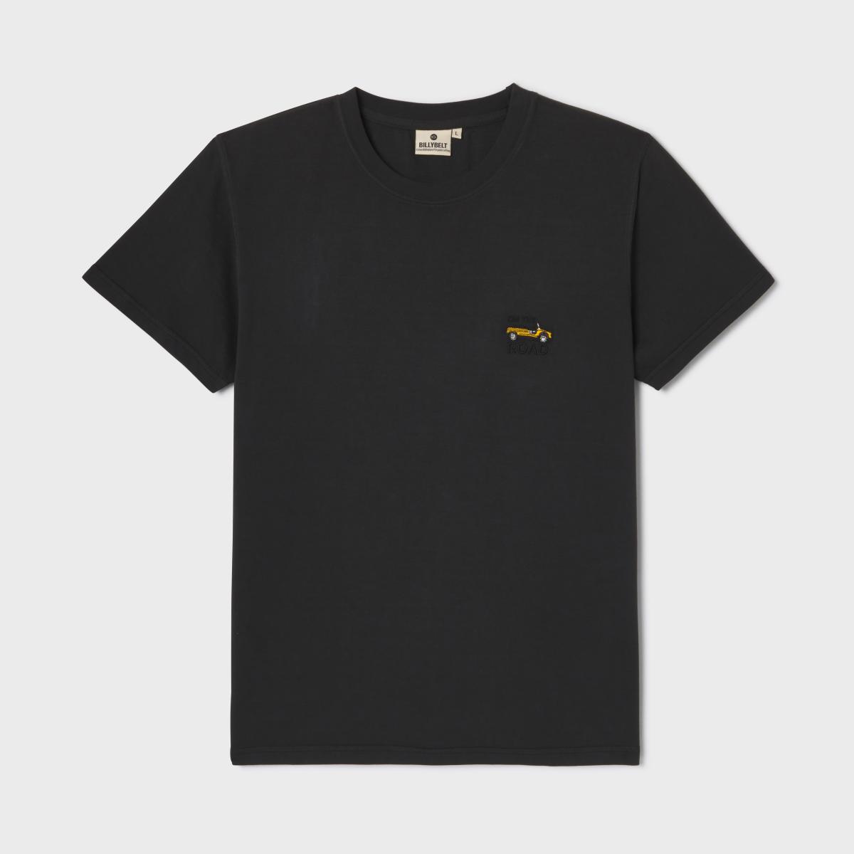 T-shirt en 100% coton bio Roadtrip - Noir, broderie Mehari