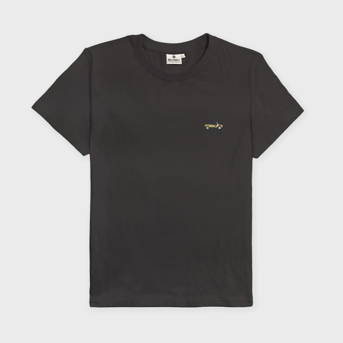 T-shirt en 100% coton bio Roadtrip - Noir, broderie Mehari