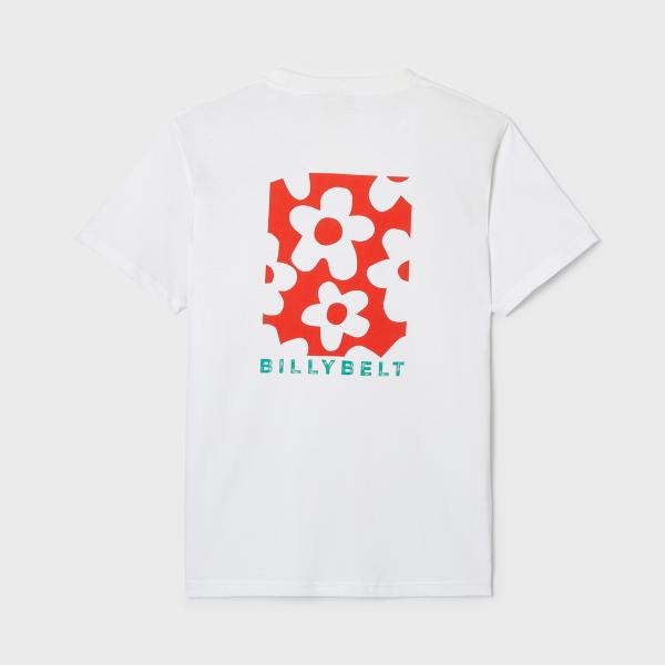 T-shirt en 100% coton bio vintage - Blanc, imprimé fleurs