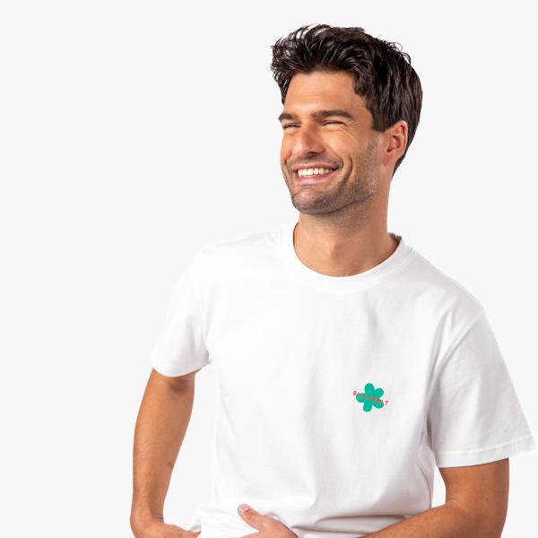 T-shirt en 100% coton bio vintage - Blanc, imprimé fleurs