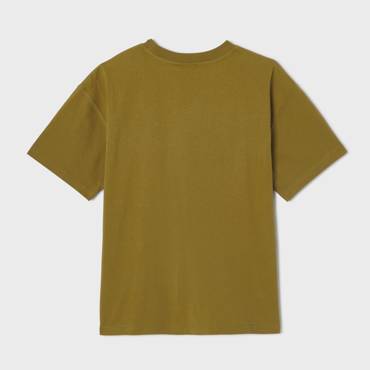 T-shirt femme en 100% coton bio - Vert olive, broderie soleil
