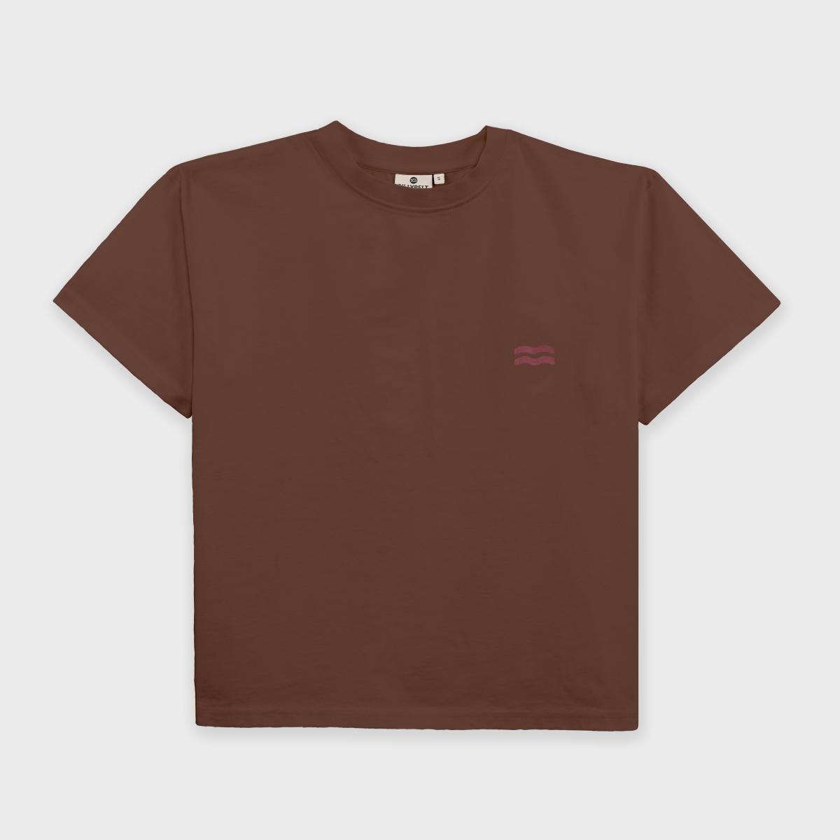 T-shirt femme en 100% coton bio - Marron, imprimé soleil