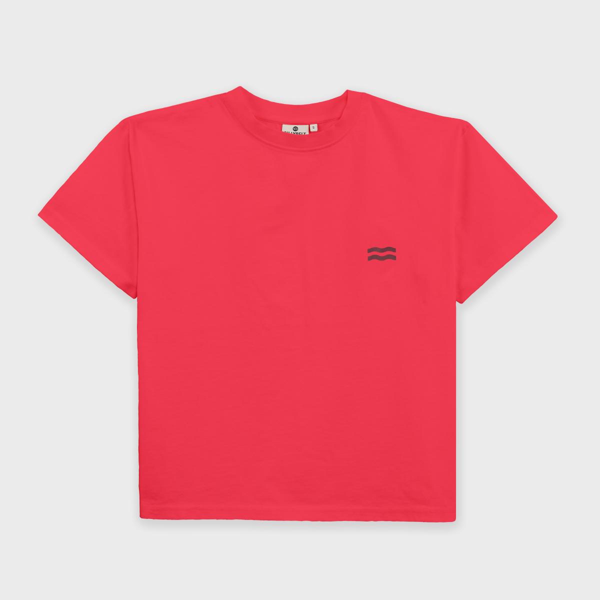 T-shirt femme en 100% coton bio - Rouge, imprimé soleil