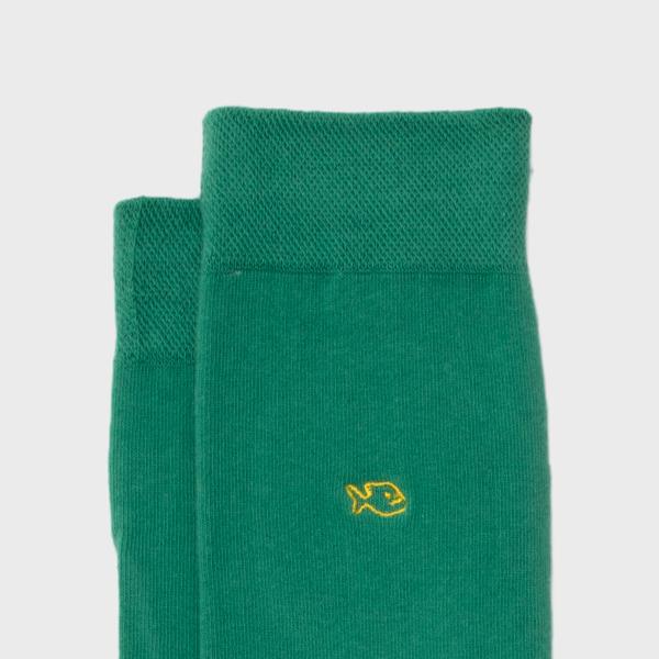 Chaussettes en coton peigné - Vert chiné
