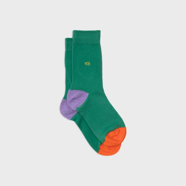 Chaussettes en coton peigné - Vert chiné